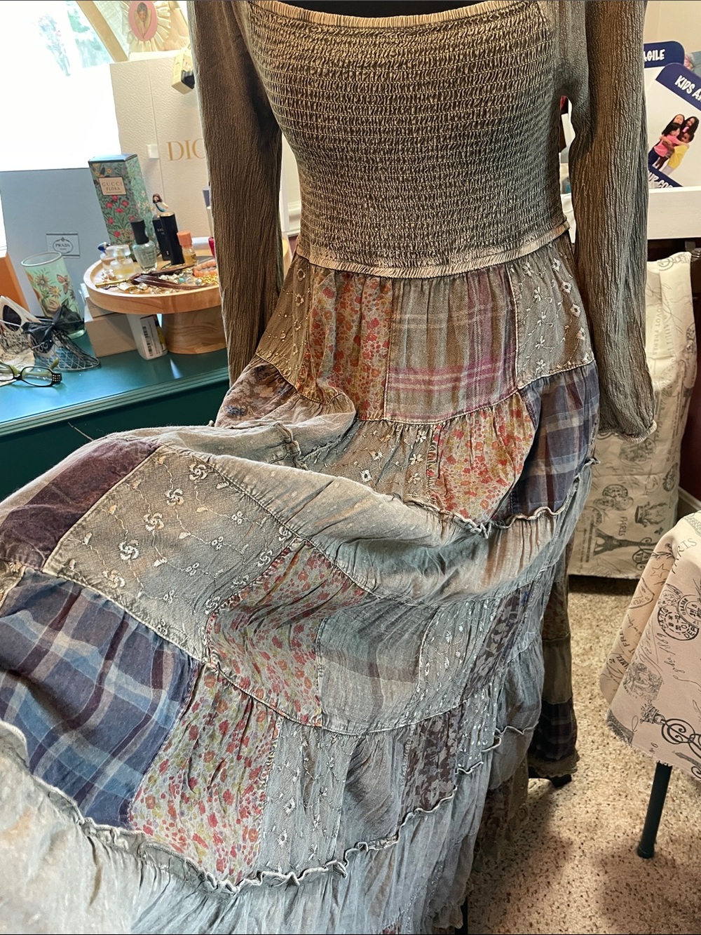 Bohemian /. Boho /Hippie Patchwork Maxi Dress Young Threads - Picture 9 of 14
